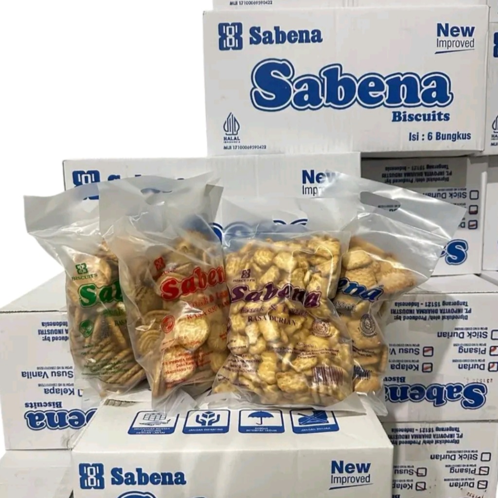 SABENA BISKUIT Isi 4 Kantong MIX Rasa (Durian, Susu Vanilla, Kelapa, Pisang)