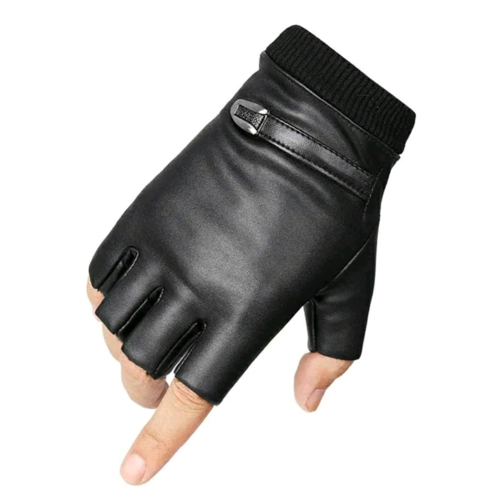 Sarung Tangan Motor Kulit Elastis Pria Wanita Half Finger Gloves