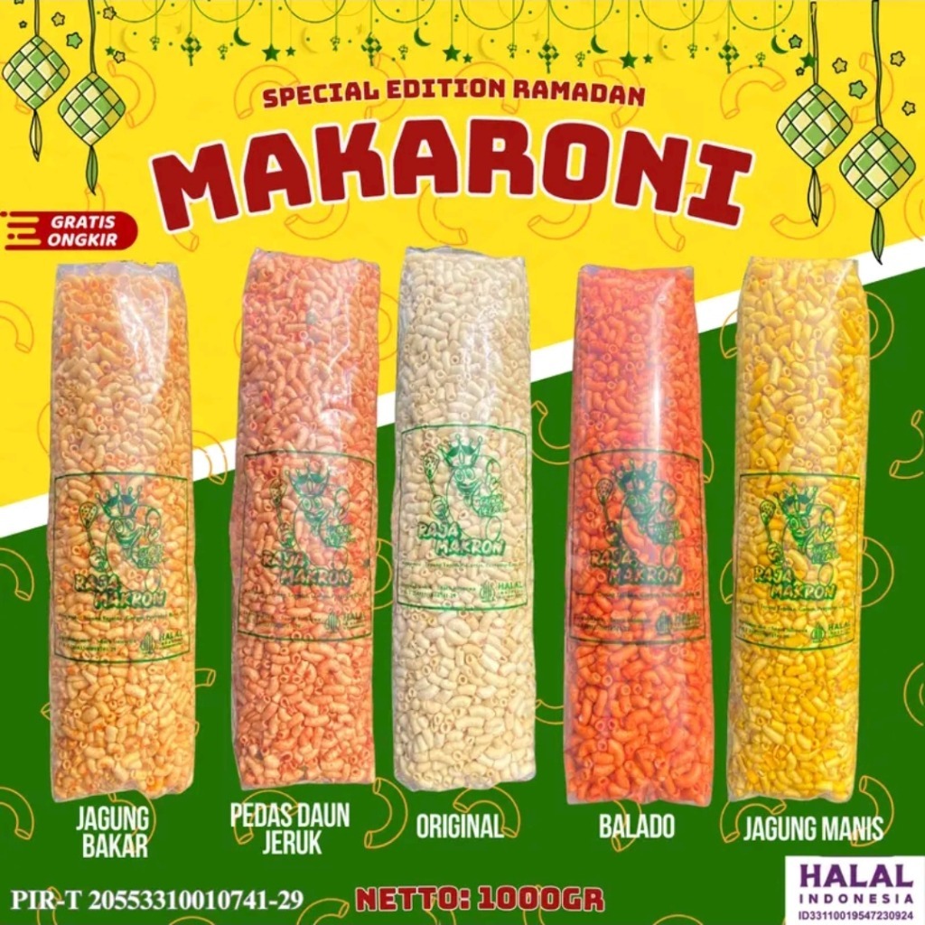 Makaroni Kress Bantat 500 GRAM dan 1 KG Dengan 5 Varian Rasa